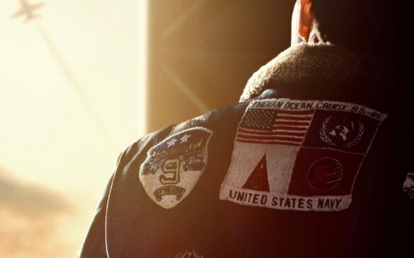 Tom Cruise sporting flight jacket for Top Gun 2